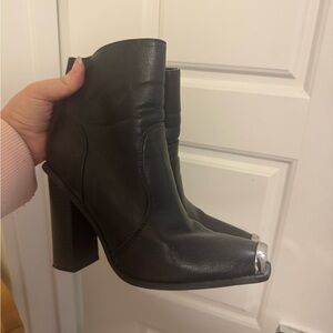 PrettyLittleThing Black Heeled Boots with Silver Accents